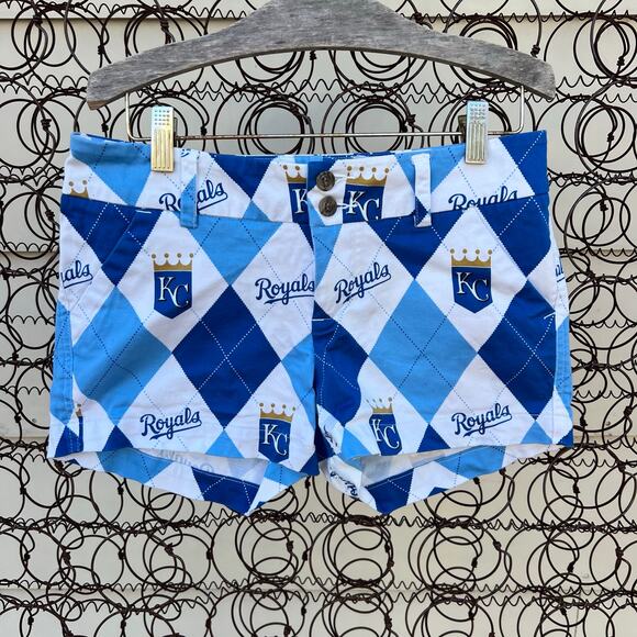 Loudmouth Kansas City Royals Argyle Diamond Women’s Golf Shorts size 2 - Picture 1 of 8